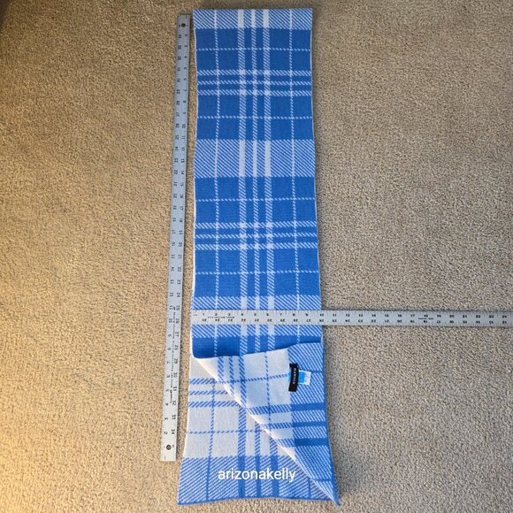 NWOT Hawico Cashmere Double Knit Blue & White Plaid Luxury Scottish Cashmere - Picture 10 of 13